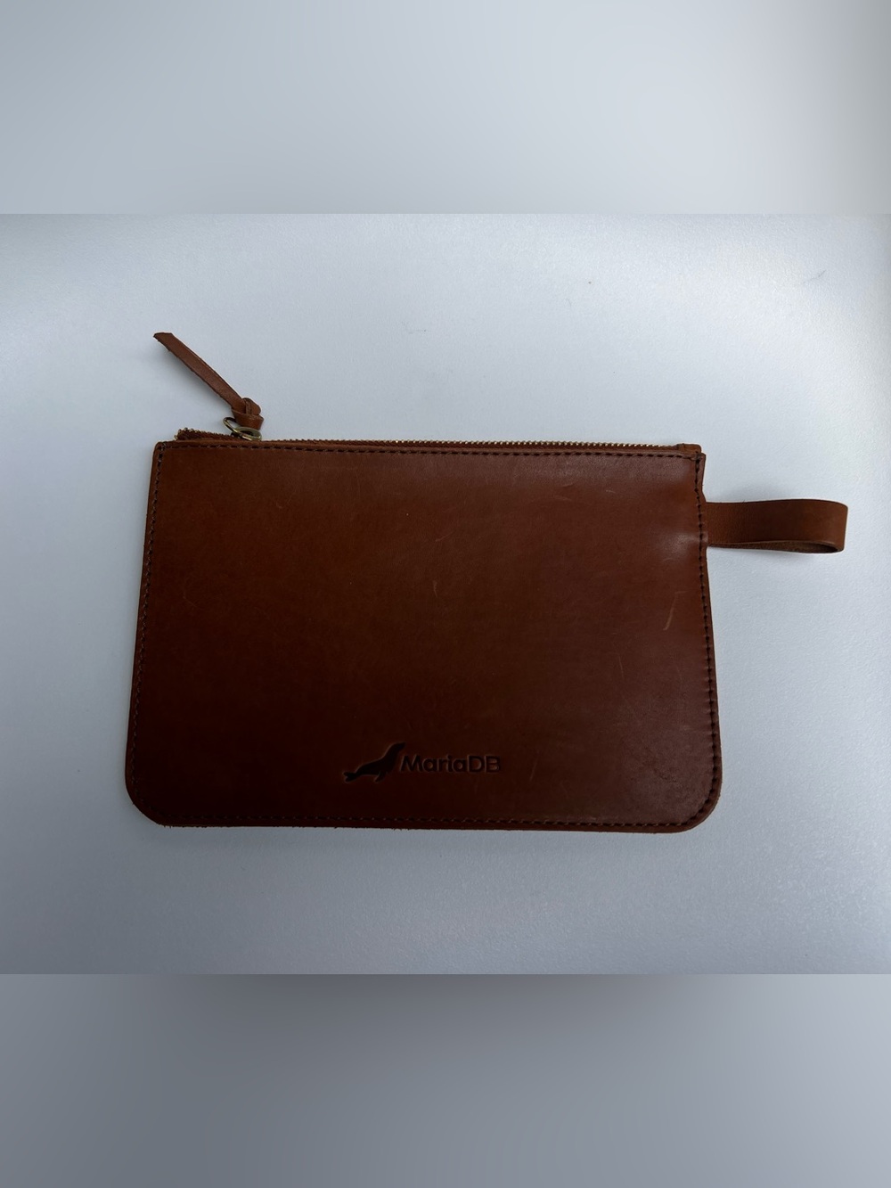 Brown Leather Zip Wallet Pouch